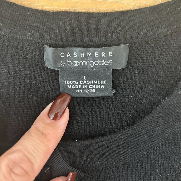 Bloomingdales Cashmere Sweater Womens L Black Embellished Ruffle Beaded Luxury - Picture 5 of 8